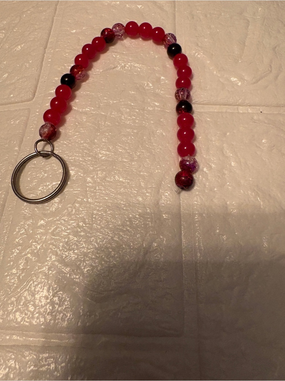 Beaded Red Wristlet Keychain Bracelet - Women's Jewelry